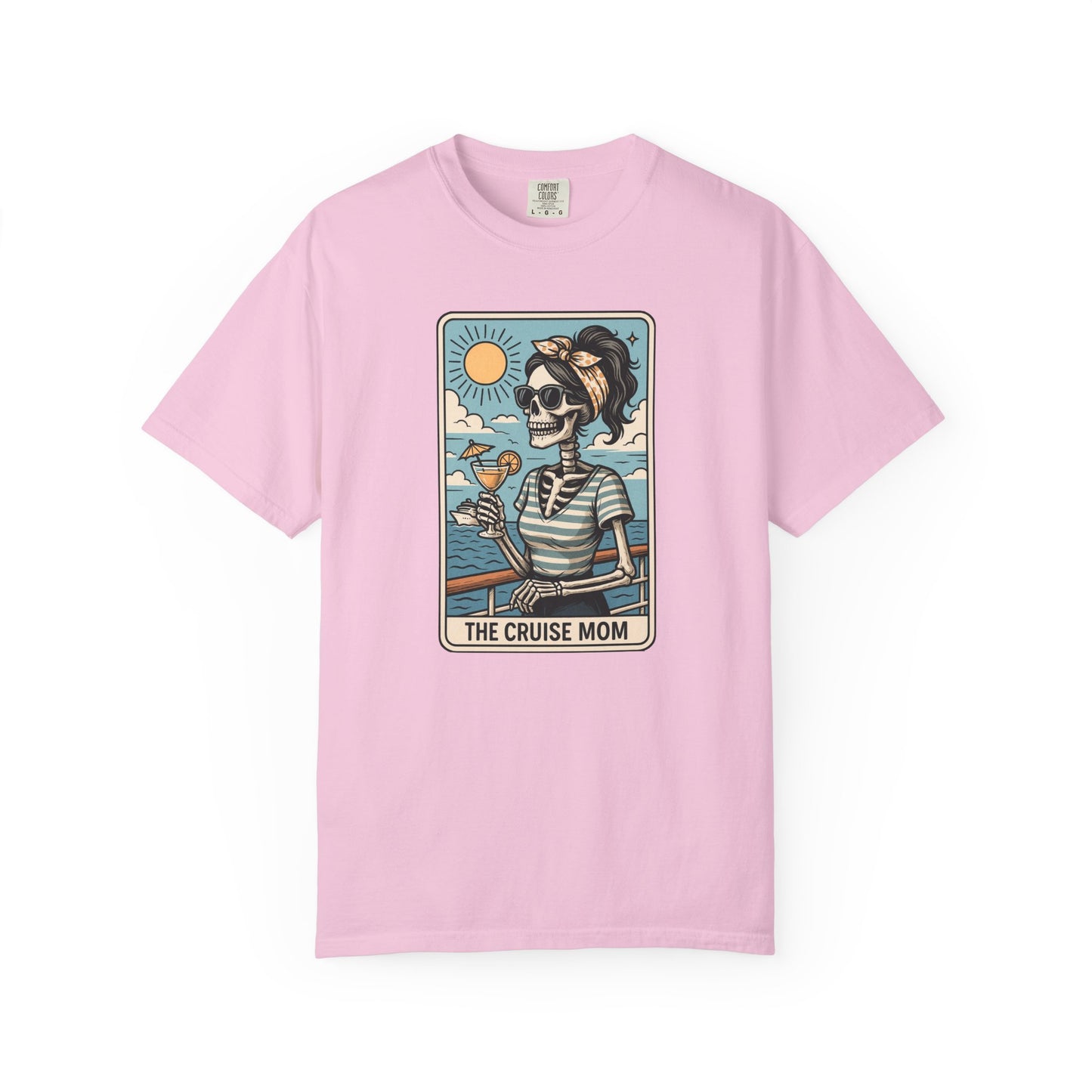 The Cruise Mom Shirt, Comfort Colors® Skeleton Tarot Card T-Shirt, Nautical Summer Vacation Tee, Funny Gift for Cruising Mama
