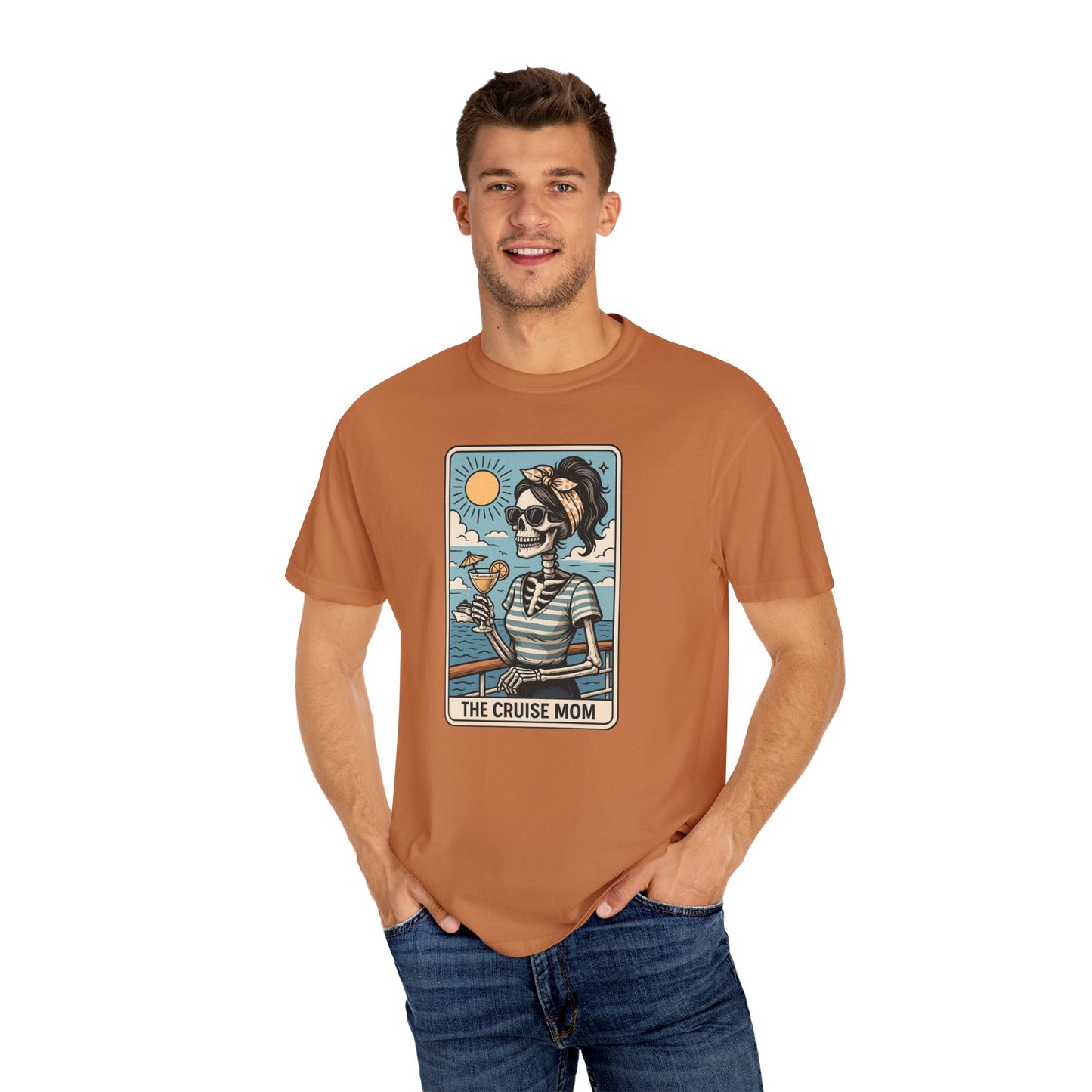 The Cruise Mom Shirt, Comfort Colors® Skeleton Tarot Card T-Shirt, Nautical Summer Vacation Tee, Funny Gift for Cruising Mama