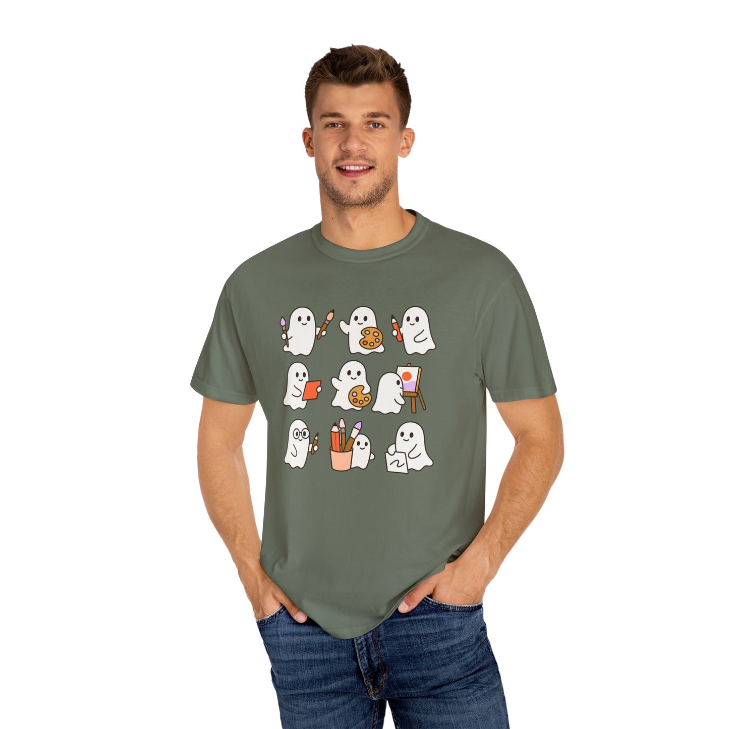 Comfort Colors® Art Teacher Ghost Shirt Halloween Artist Tee Cute Creative Ghosts Fall Gift for Art Lovers Coquette Classroom Style