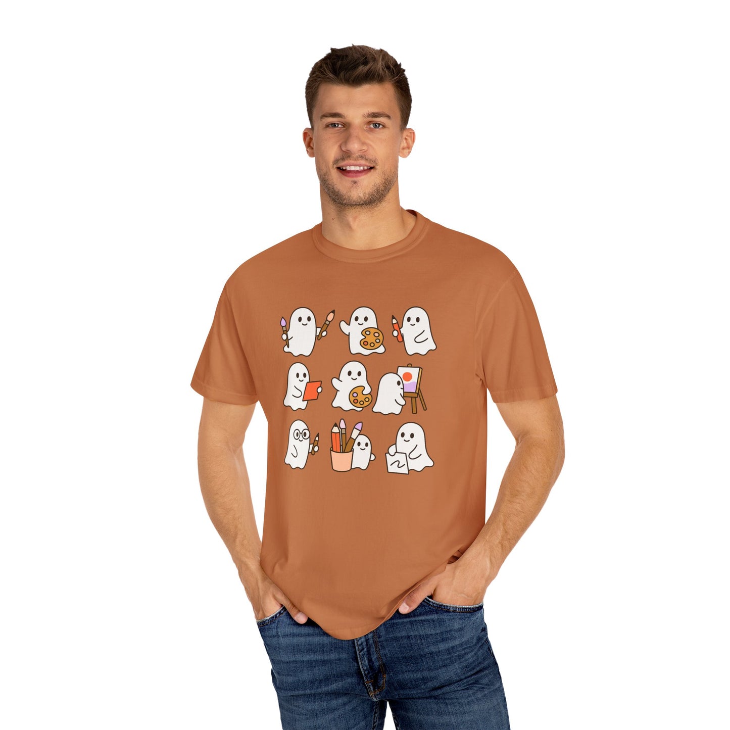 Comfort Colors® Art Teacher Ghost Shirt Halloween Artist Tee Cute Creative Ghosts Fall Gift for Art Lovers Coquette Classroom Style