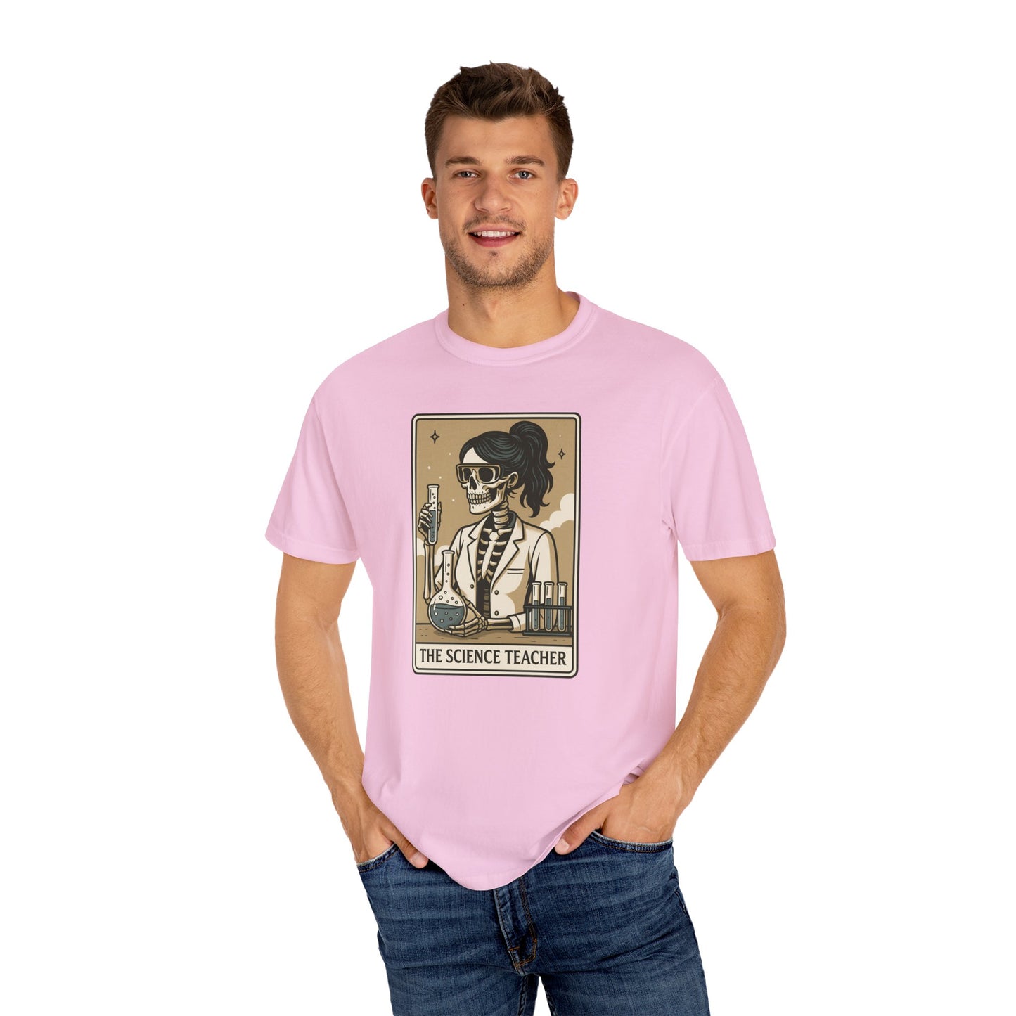 The Science Teacher Skeleton Shirt Funny Chemistry Teacher Tee on Comfort Colors®, Spooky STEM Gift for Educators, Halloween Teacher Gift