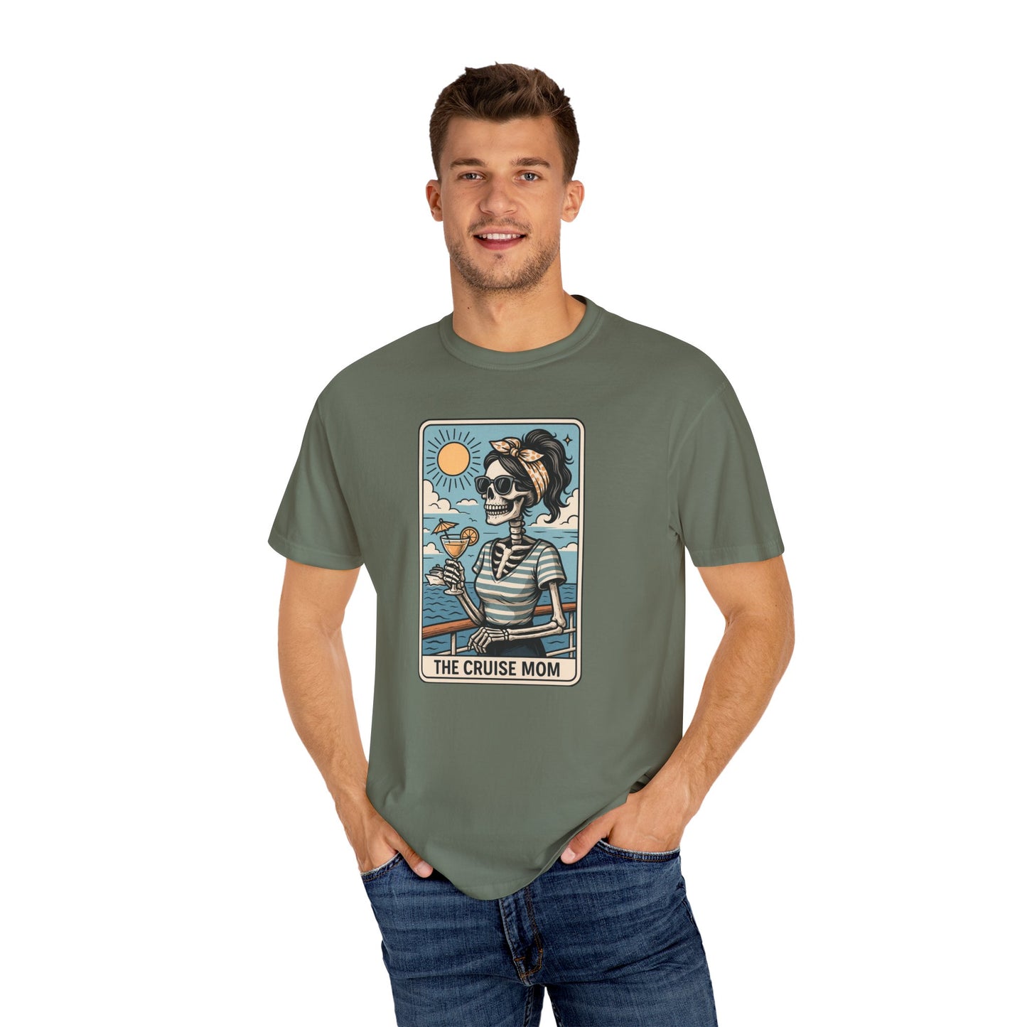 The Cruise Mom Shirt, Comfort Colors® Skeleton Tarot Card T-Shirt, Nautical Summer Vacation Tee, Funny Gift for Cruising Mama