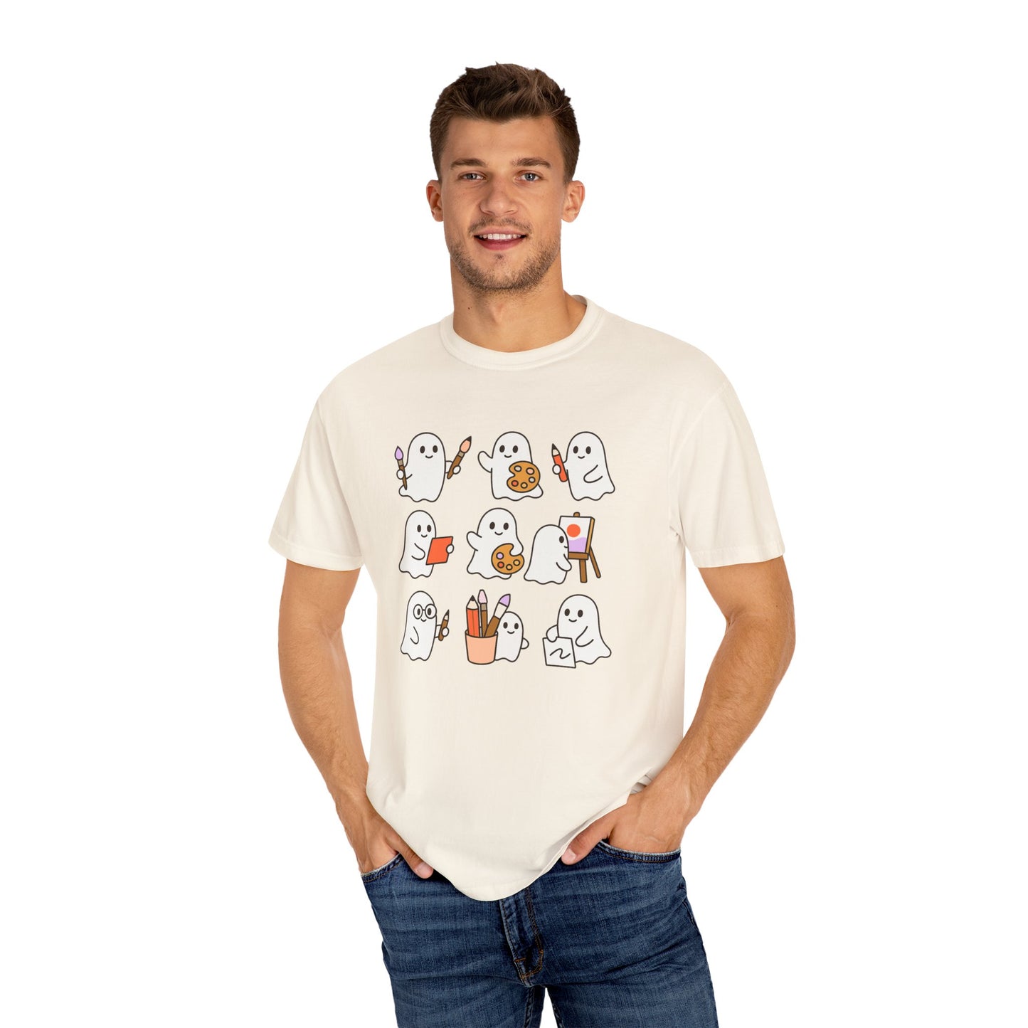 Comfort Colors® Art Teacher Ghost Shirt Halloween Artist Tee Cute Creative Ghosts Fall Gift for Art Lovers Coquette Classroom Style