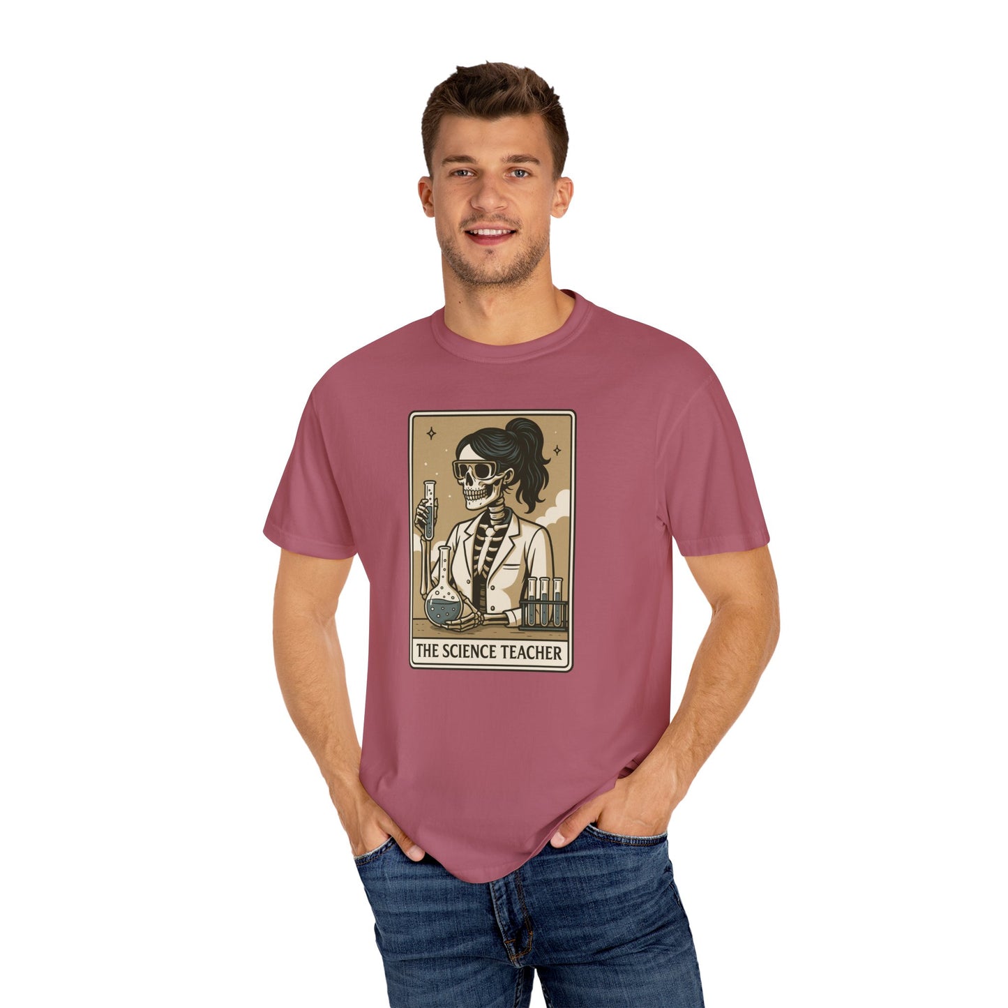 The Science Teacher Skeleton Shirt Funny Chemistry Teacher Tee on Comfort Colors®, Spooky STEM Gift for Educators, Halloween Teacher Gift