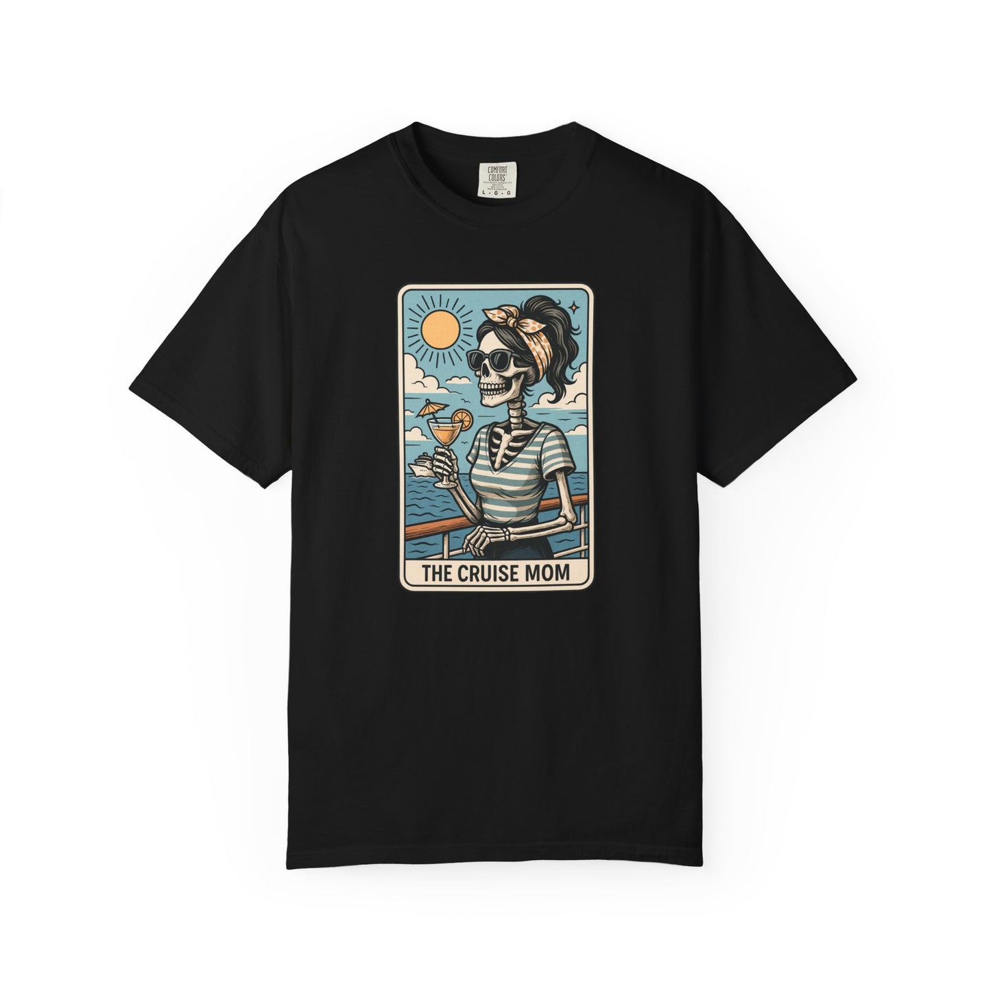 The Cruise Mom Shirt, Comfort Colors® Skeleton Tarot Card T-Shirt, Nautical Summer Vacation Tee, Funny Gift for Cruising Mama