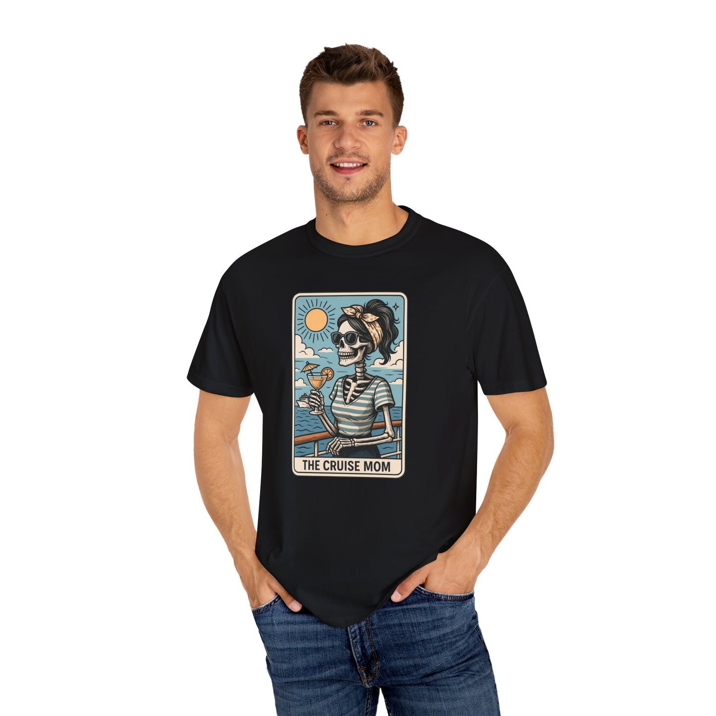 The Cruise Mom Shirt, Comfort Colors® Skeleton Tarot Card T-Shirt, Nautical Summer Vacation Tee, Funny Gift for Cruising Mama