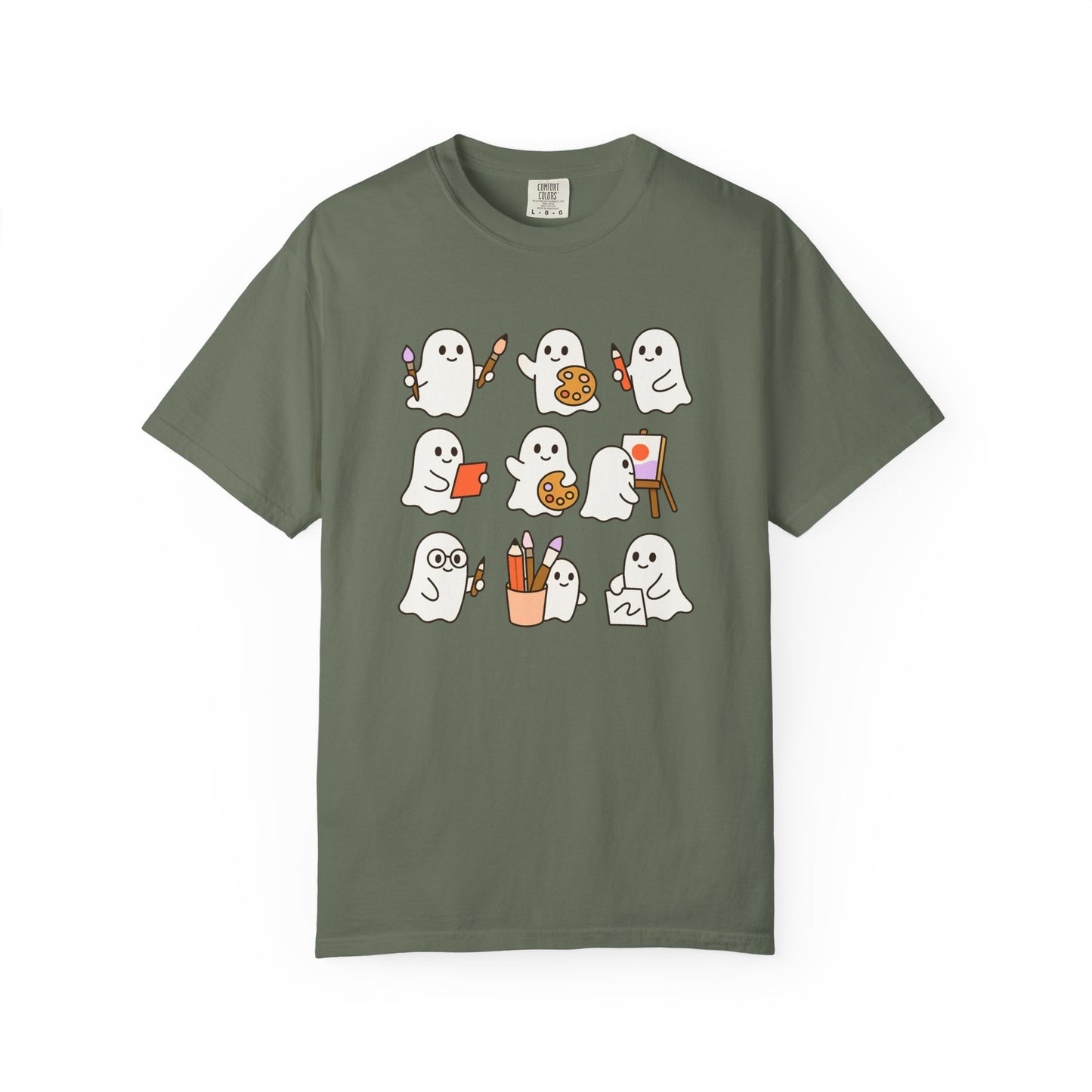 Comfort Colors® Art Teacher Ghost Shirt Halloween Artist Tee Cute Creative Ghosts Fall Gift for Art Lovers Coquette Classroom Style