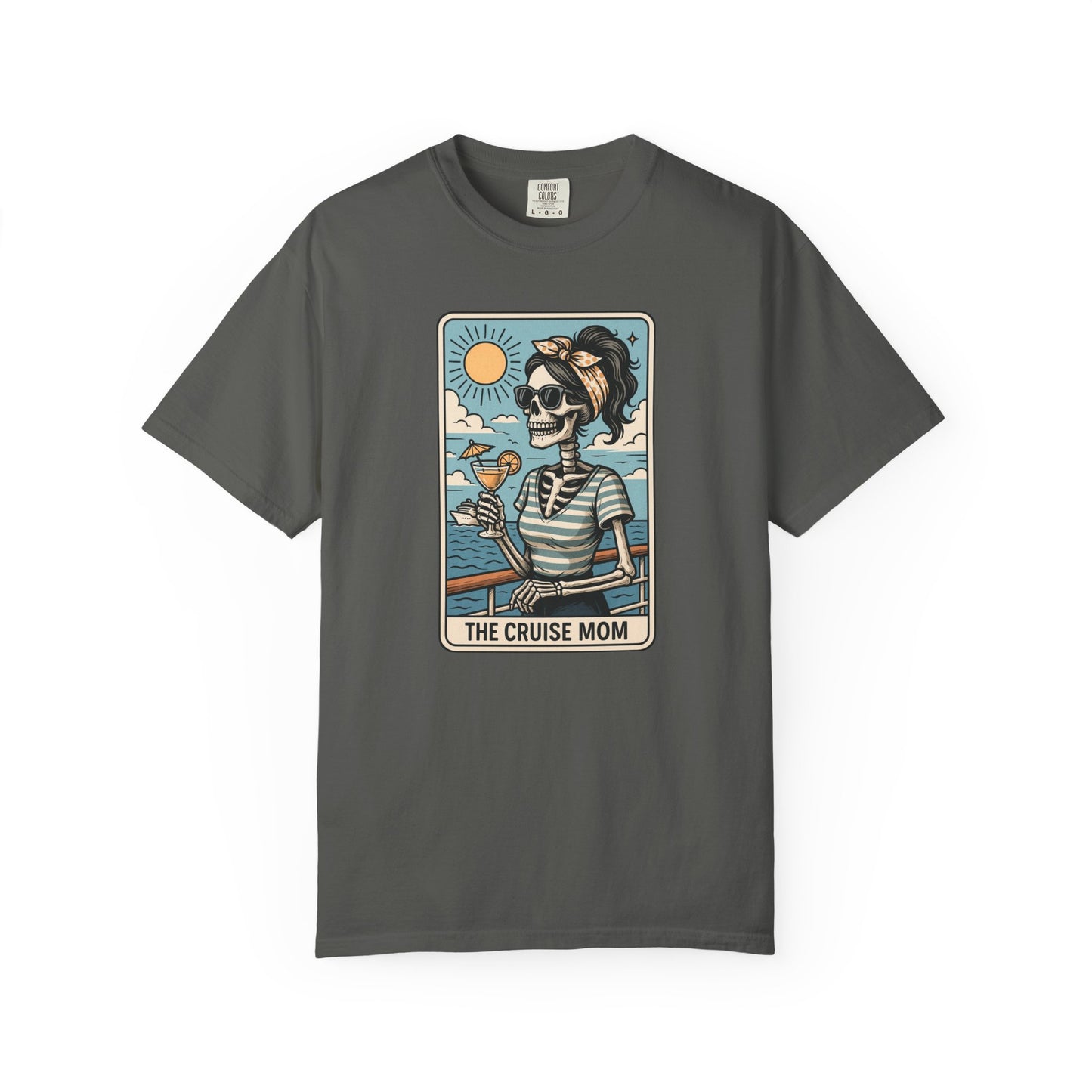 The Cruise Mom Shirt, Comfort Colors® Skeleton Tarot Card T-Shirt, Nautical Summer Vacation Tee, Funny Gift for Cruising Mama