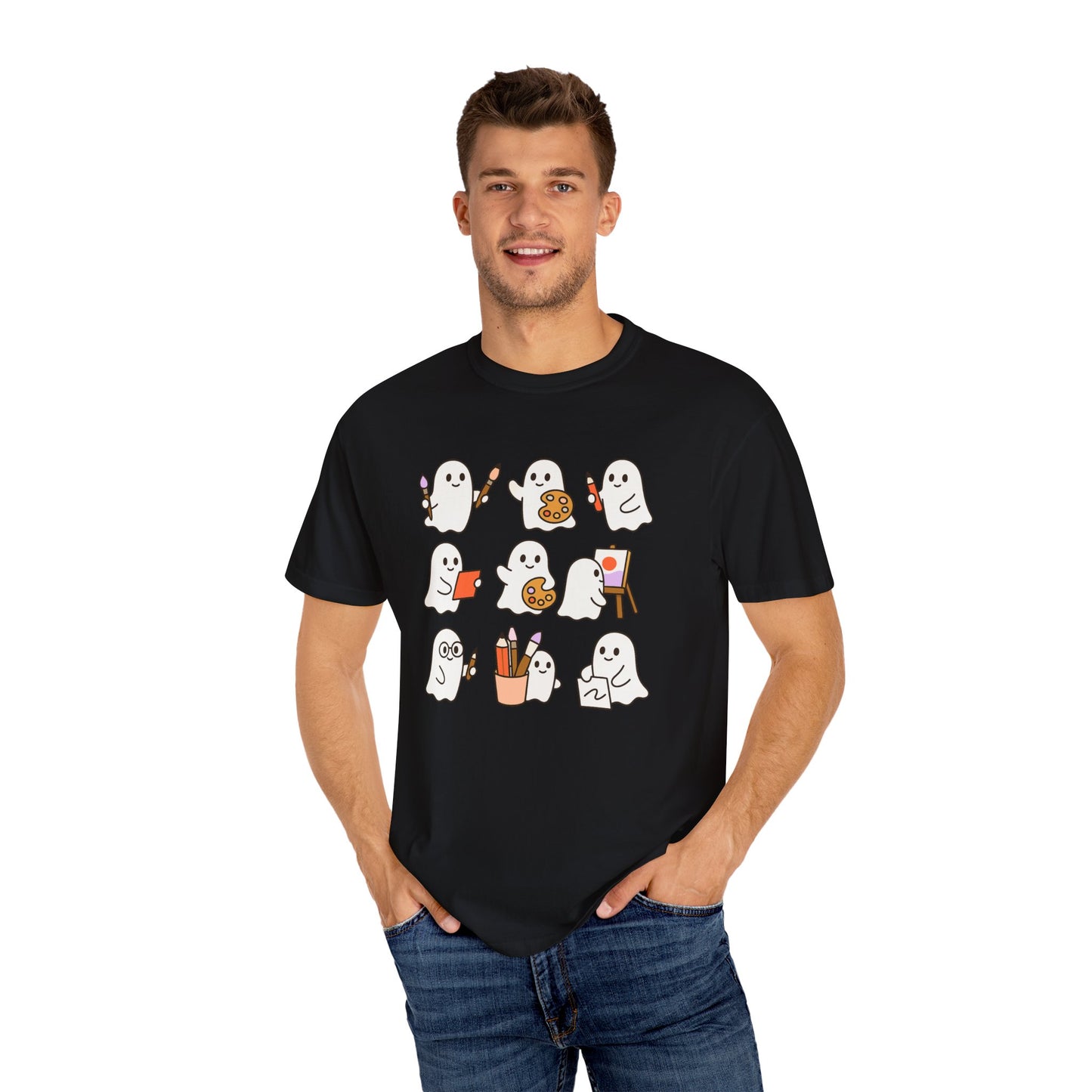 Comfort Colors® Art Teacher Ghost Shirt Halloween Artist Tee Cute Creative Ghosts Fall Gift for Art Lovers Coquette Classroom Style