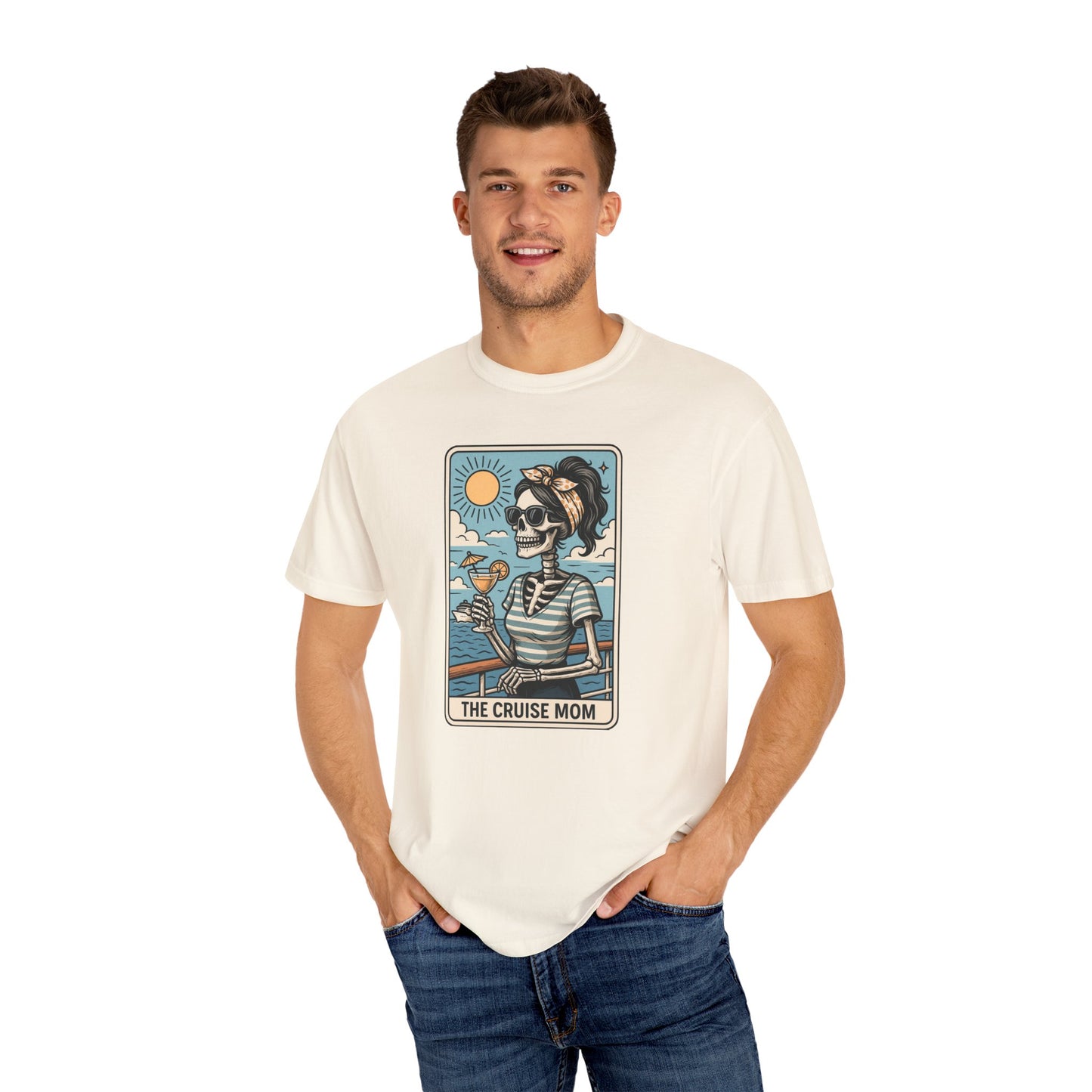 The Cruise Mom Shirt, Comfort Colors® Skeleton Tarot Card T-Shirt, Nautical Summer Vacation Tee, Funny Gift for Cruising Mama