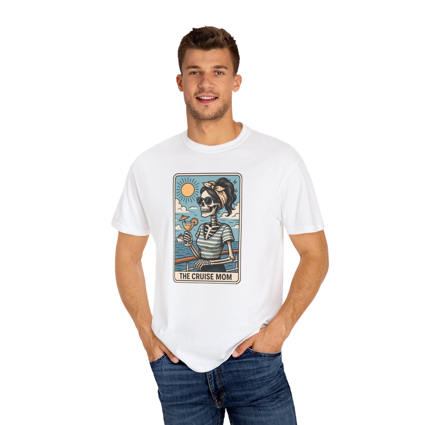 The Cruise Mom Shirt, Comfort Colors® Skeleton Tarot Card T-Shirt, Nautical Summer Vacation Tee, Funny Gift for Cruising Mama