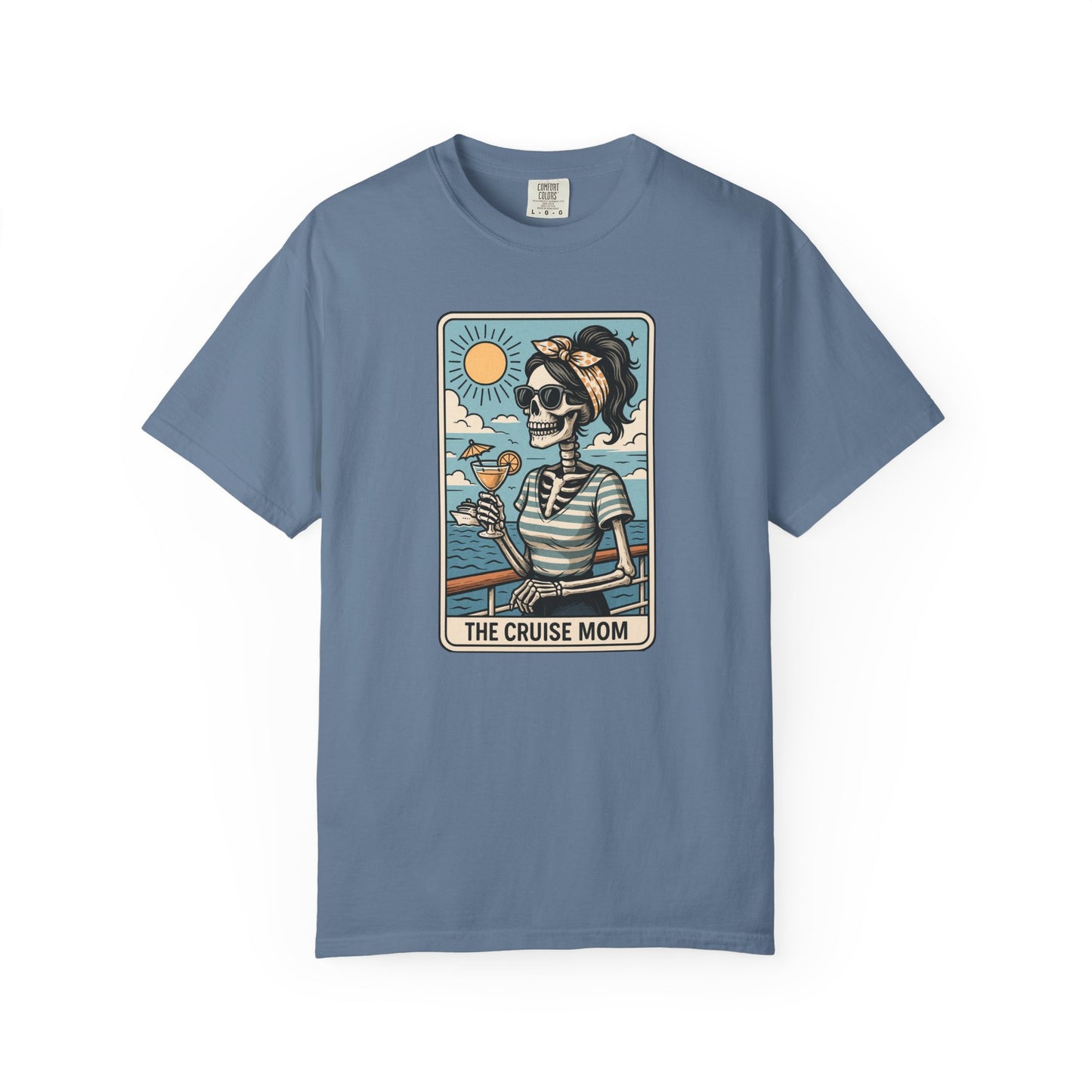 The Cruise Mom Shirt, Comfort Colors® Skeleton Tarot Card T-Shirt, Nautical Summer Vacation Tee, Funny Gift for Cruising Mama