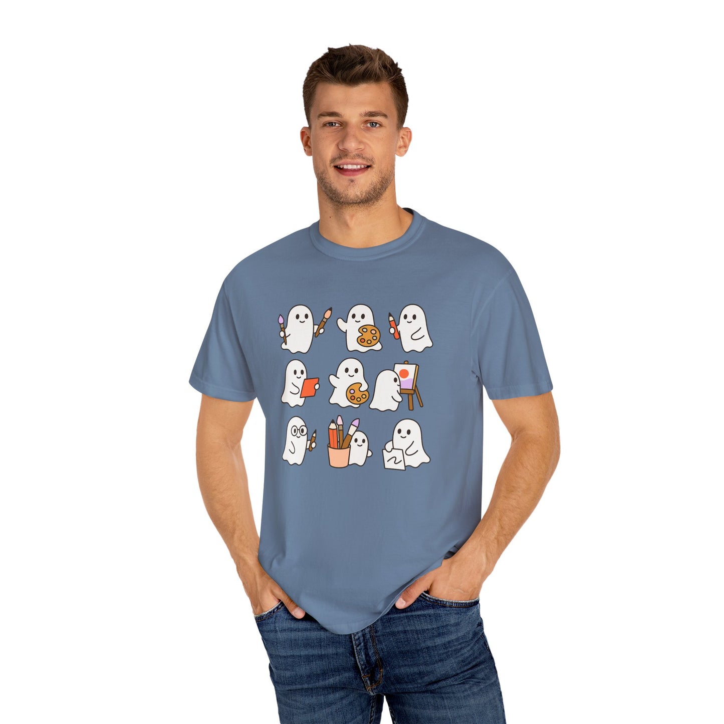 Comfort Colors® Art Teacher Ghost Shirt Halloween Artist Tee Cute Creative Ghosts Fall Gift for Art Lovers Coquette Classroom Style