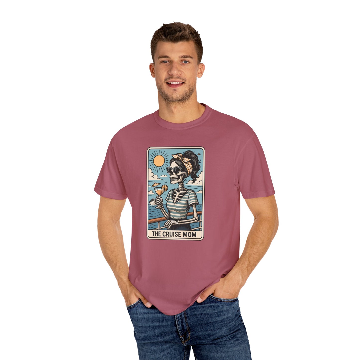 The Cruise Mom Shirt, Comfort Colors® Skeleton Tarot Card T-Shirt, Nautical Summer Vacation Tee, Funny Gift for Cruising Mama