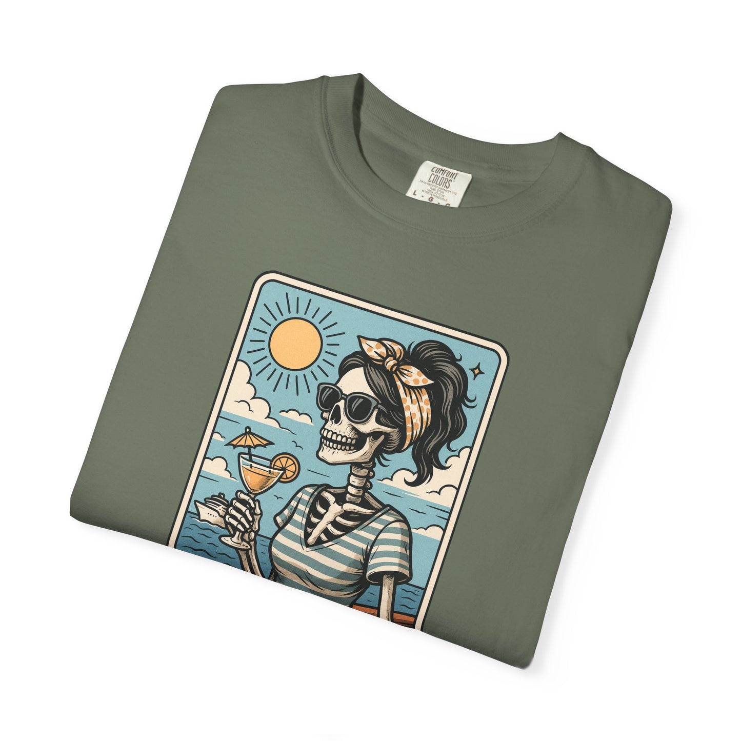 The Cruise Mom Shirt, Comfort Colors® Skeleton Tarot Card T-Shirt, Nautical Summer Vacation Tee, Funny Gift for Cruising Mama