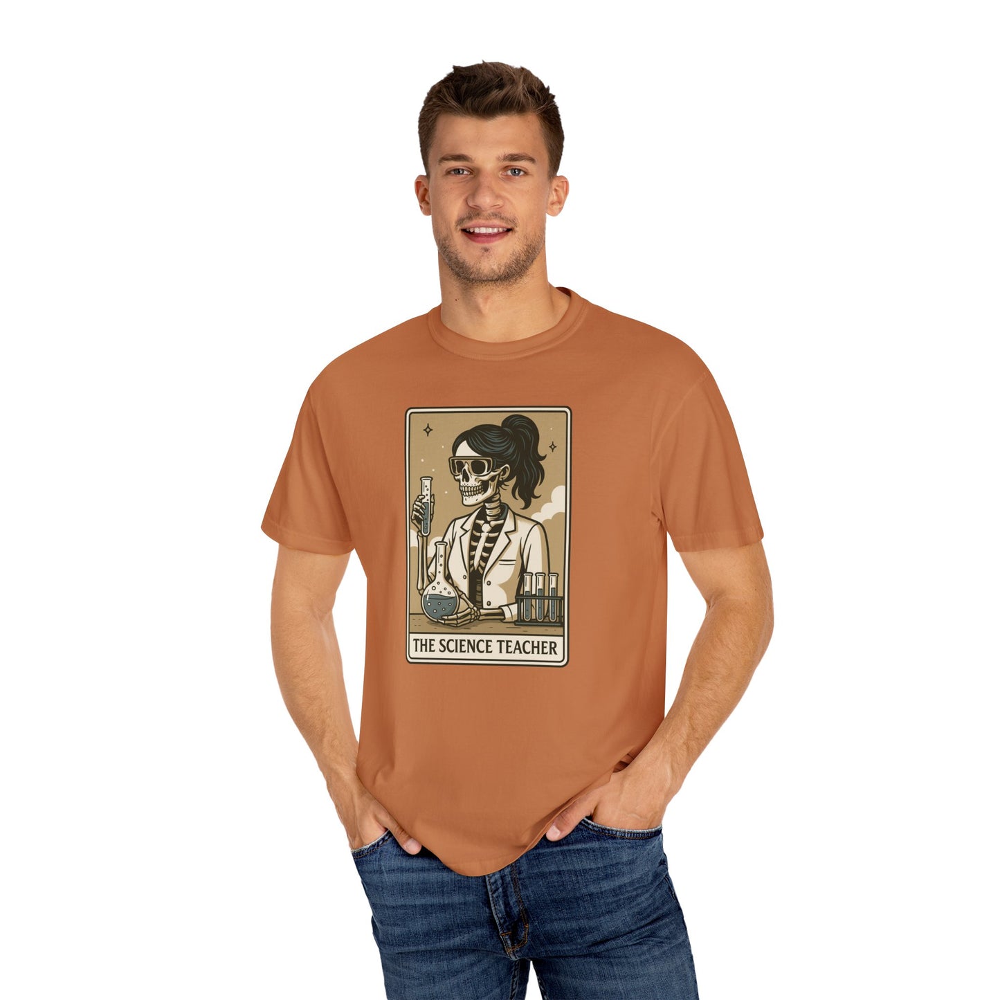 The Science Teacher Skeleton Shirt Funny Chemistry Teacher Tee on Comfort Colors®, Spooky STEM Gift for Educators, Halloween Teacher Gift