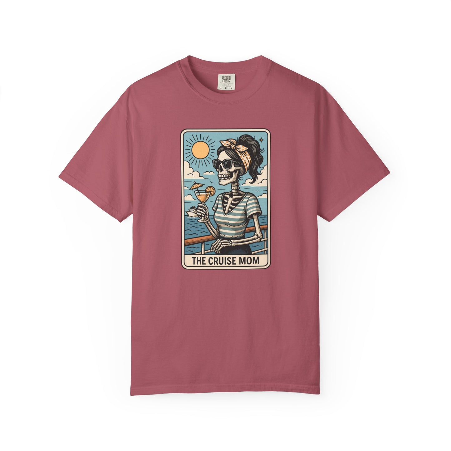 The Cruise Mom Shirt, Comfort Colors® Skeleton Tarot Card T-Shirt, Nautical Summer Vacation Tee, Funny Gift for Cruising Mama