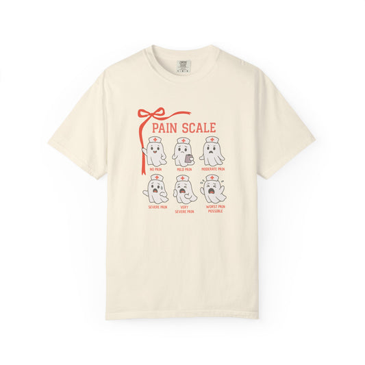 Nurse Pain Scale Comfort Colors® Shirt, Coquette Funny Ghost Pain Chart Tee, Oversized Nurse Crewneck Gift For RN LPN Healthcare Worker