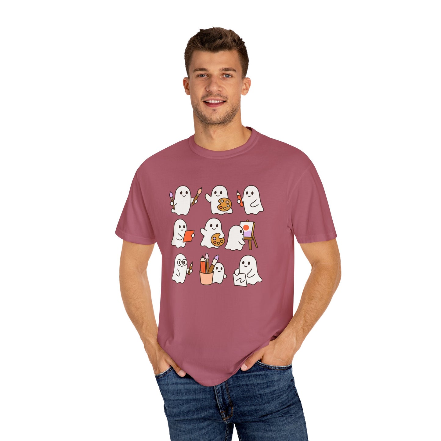 Comfort Colors® Art Teacher Ghost Shirt Halloween Artist Tee Cute Creative Ghosts Fall Gift for Art Lovers Coquette Classroom Style