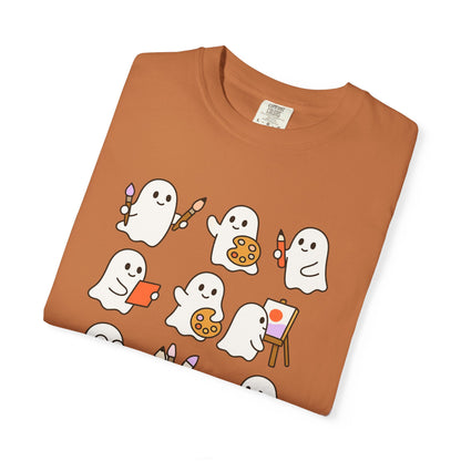 Comfort Colors® Art Teacher Ghost Shirt Halloween Artist Tee Cute Creative Ghosts Fall Gift for Art Lovers Coquette Classroom Style