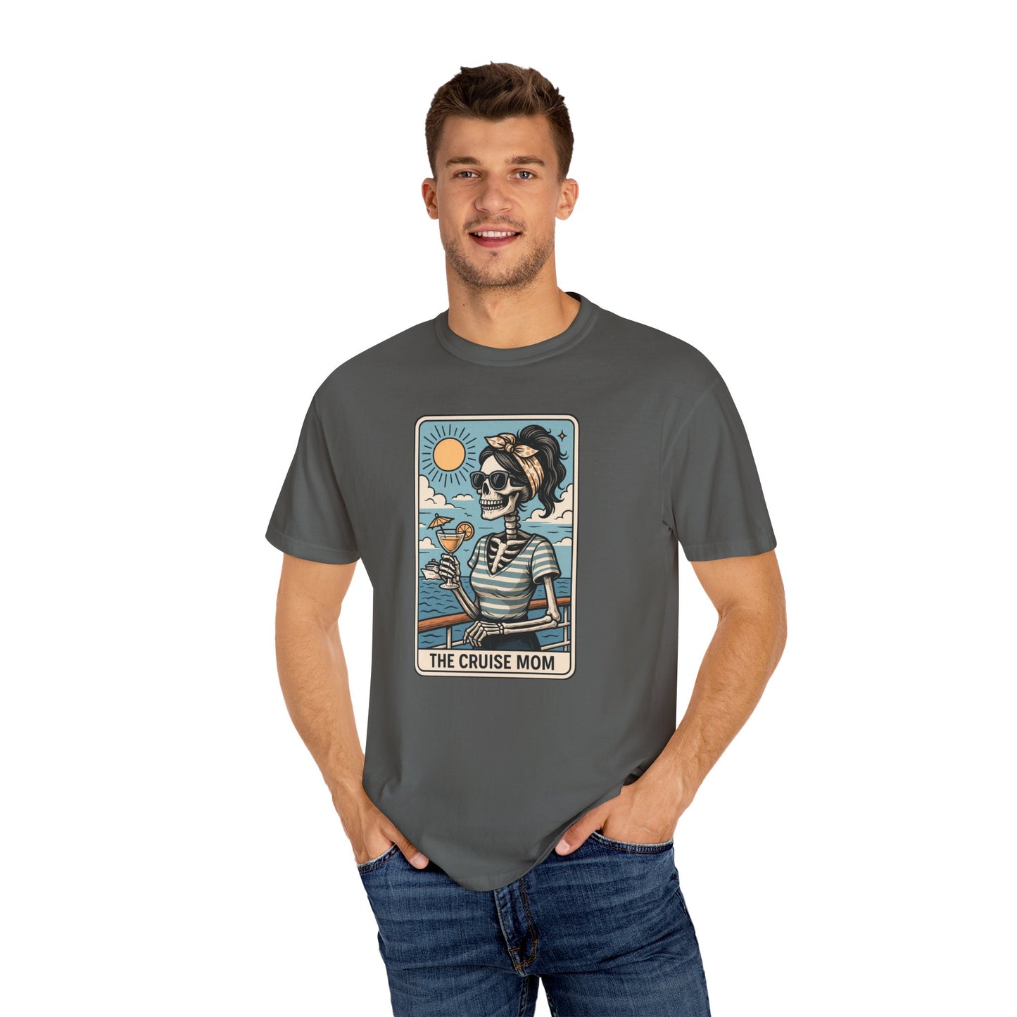 The Cruise Mom Shirt, Comfort Colors® Skeleton Tarot Card T-Shirt, Nautical Summer Vacation Tee, Funny Gift for Cruising Mama