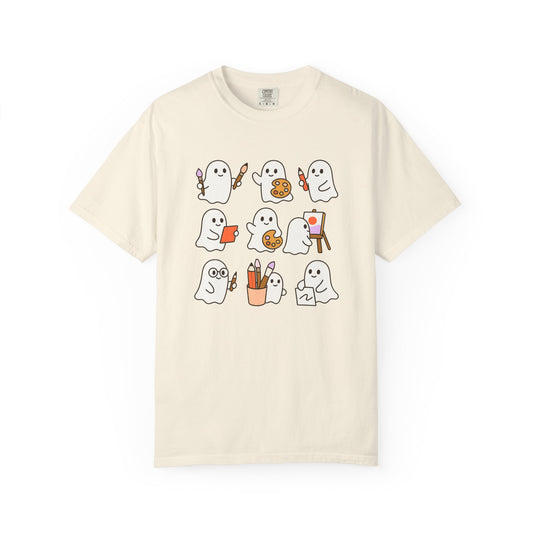 Comfort Colors® Art Teacher Ghost Shirt Halloween Artist Tee Cute Creative Ghosts Fall Gift for Art Lovers Coquette Classroom Style