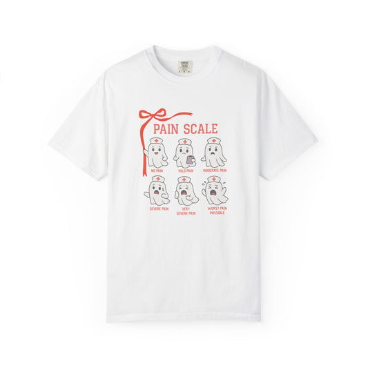 Nurse Pain Scale Comfort Colors® Shirt, Coquette Funny Ghost Pain Chart Tee, Oversized Nurse Crewneck Gift For RN LPN Healthcare Worker