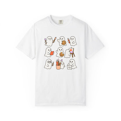Comfort Colors® Art Teacher Ghost Shirt Halloween Artist Tee Cute Creative Ghosts Fall Gift for Art Lovers Coquette Classroom Style