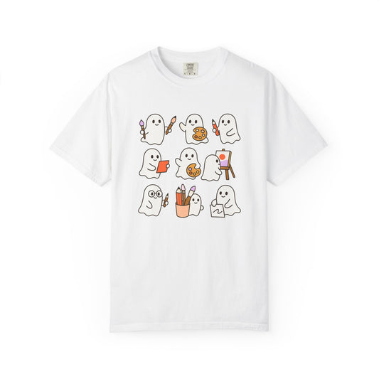 Comfort Colors® Art Teacher Ghost Shirt Halloween Artist Tee Cute Creative Ghosts Fall Gift for Art Lovers Coquette Classroom Style