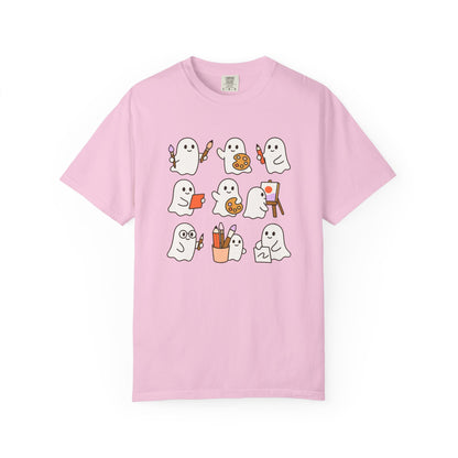 Comfort Colors® Art Teacher Ghost Shirt Halloween Artist Tee Cute Creative Ghosts Fall Gift for Art Lovers Coquette Classroom Style