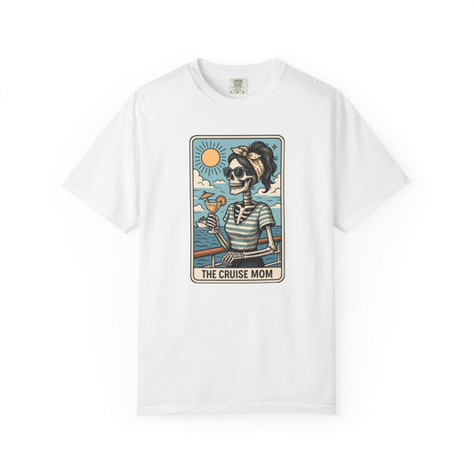 The Cruise Mom Shirt, Comfort Colors® Skeleton Tarot Card T-Shirt, Nautical Summer Vacation Tee, Funny Gift for Cruising Mama