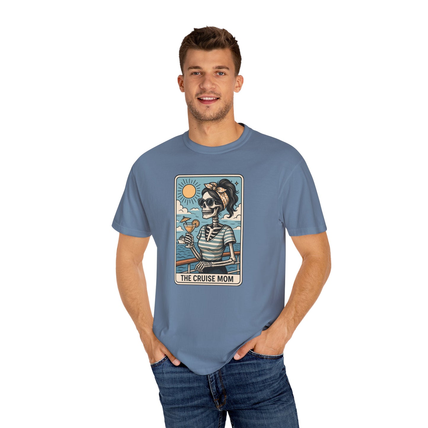 The Cruise Mom Shirt, Comfort Colors® Skeleton Tarot Card T-Shirt, Nautical Summer Vacation Tee, Funny Gift for Cruising Mama