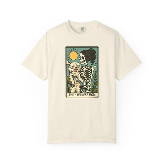 Havanese Mom Skeleton Shirt Comfort Colors® Tarot Style Dog Lover Halloween Tee Cute White Dog Mom Gift Spooky Pet Owner Vintage Top